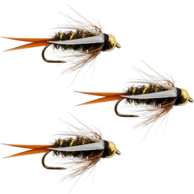 3 Pack Barbless Bead Head Prince Nymph Fly Fishing Flies – Hook Size 10
