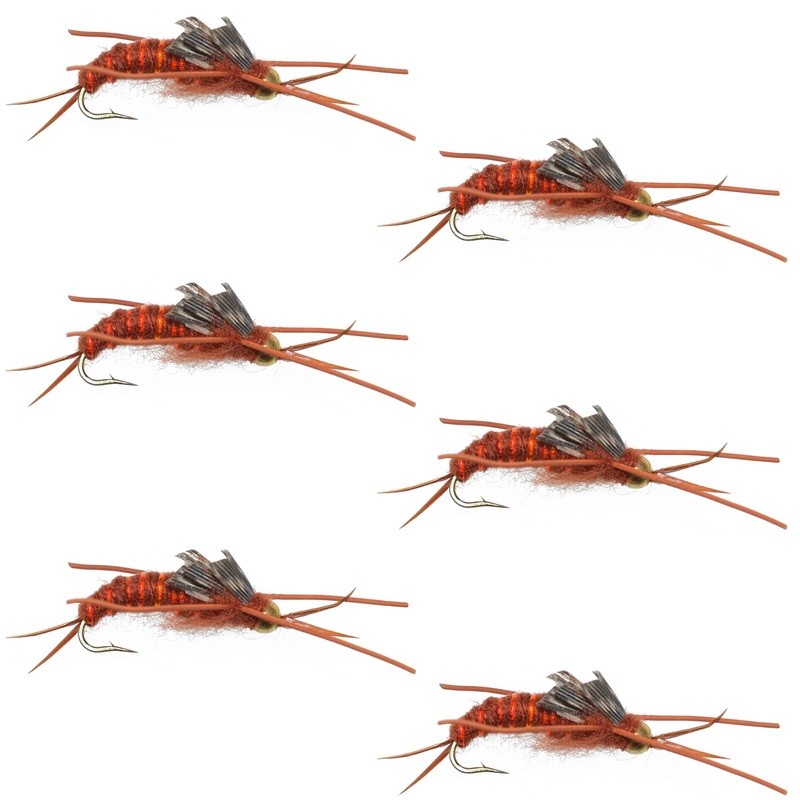 Tungsten Bead Kaufmann’s Brown Stone Fly with Rubber Legs – Stonefly Wet Fly – 6 Flies Hook Size 10