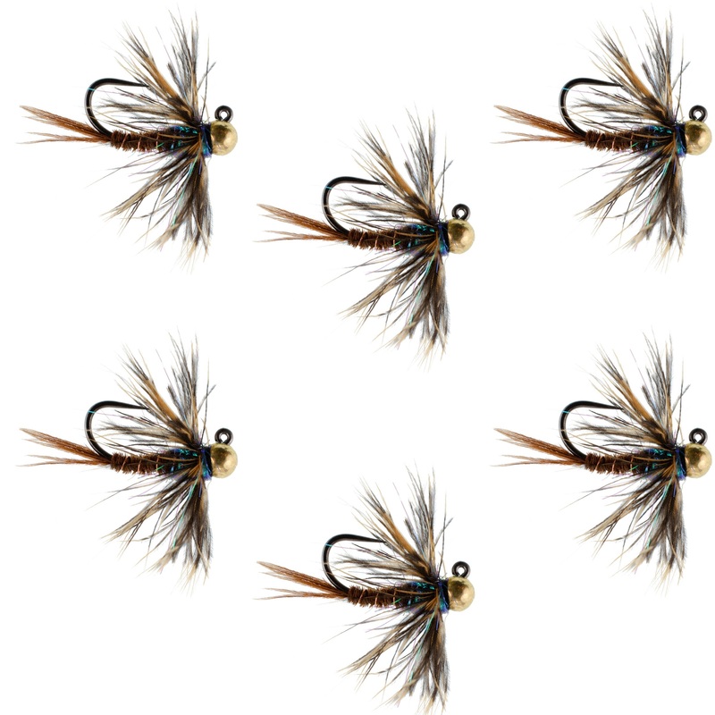 Tungsten Bead Soft Hackle Pheasant Tail Tactical Jig Czech Nymph Euro Nymphing Fly – 6 Flies Size 12
