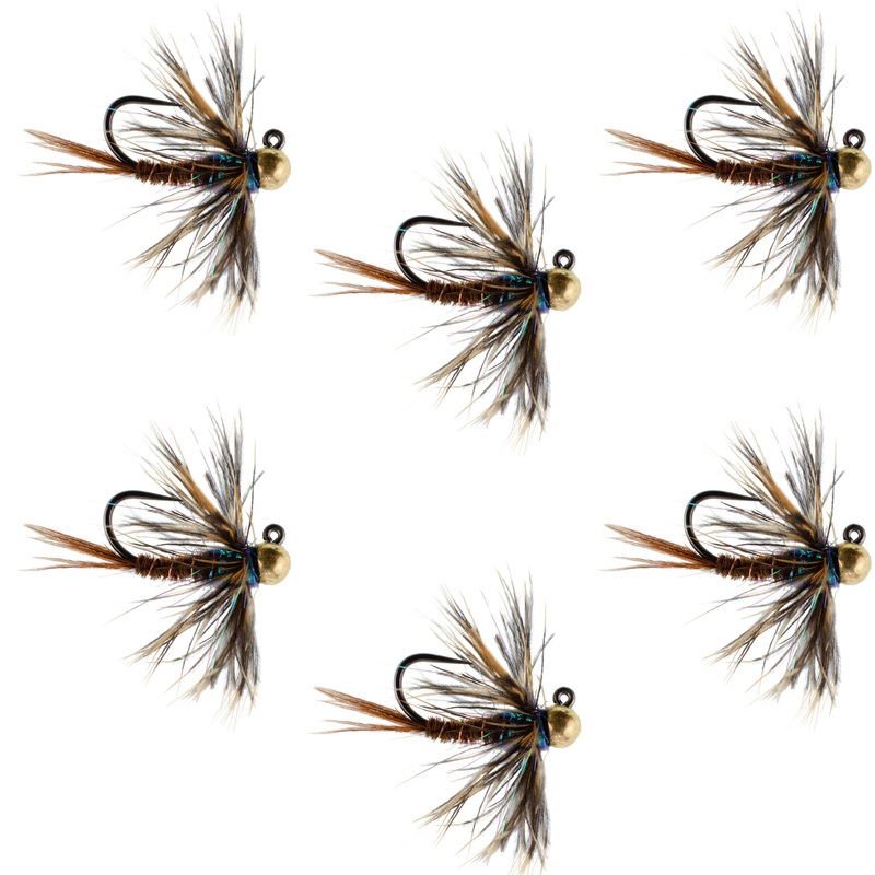 Tungsten Bead Soft Hackle Pheasant Tail Tactical Jig Czech Nymph Euro Nymphing Fly – 6 Flies Size 14