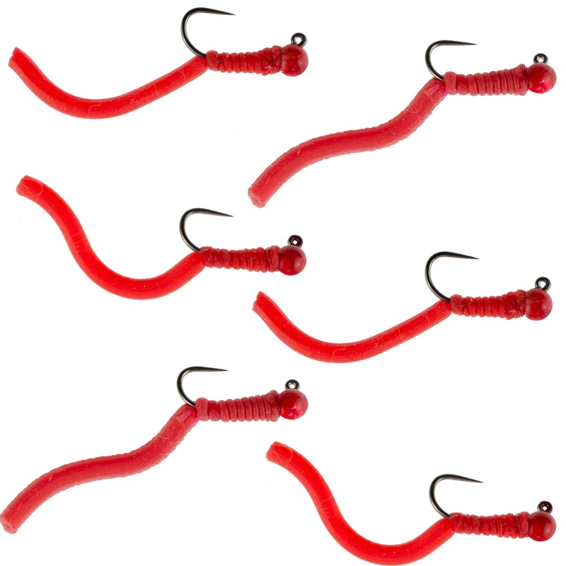Tungsten Bead Squirminator Squirmy Wormy Tactical Jig Czech Euro Nymph Barbless Nymphing Fly – 6 Flies Size 16