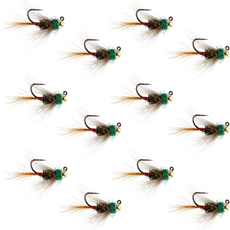 Tungsten Bead Tactical CDC Frenchie Czech Nymph Euro Nymphing Fly – 1 Dozen Flies Size 12