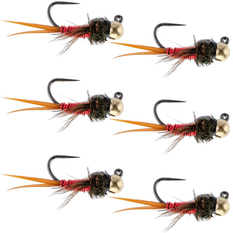 Tungsten Bead Tactical Jig Copper John Red Czech Nymph Euro Nymphing Fly – 6 Flies Size 12