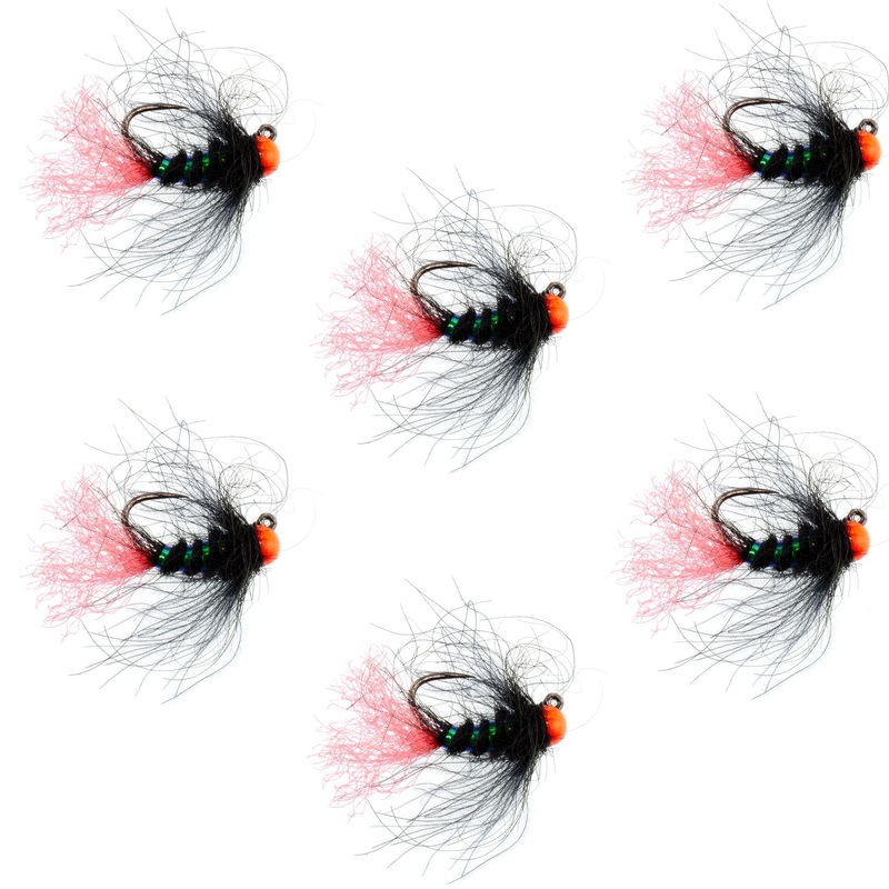 Tungsten Hot Bead Jig Tactical Blow Torch Czech Nymph Euro Nymphing Fly – 6 Flies Size 16