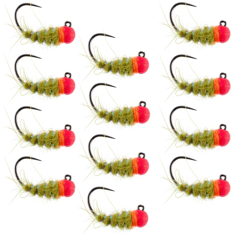 Tungsten Hot Bead Walt’s Worm Jig Tactical Czech Nymph Euro Nymphing Fly – 1 Dozen Flies Hook Size 16