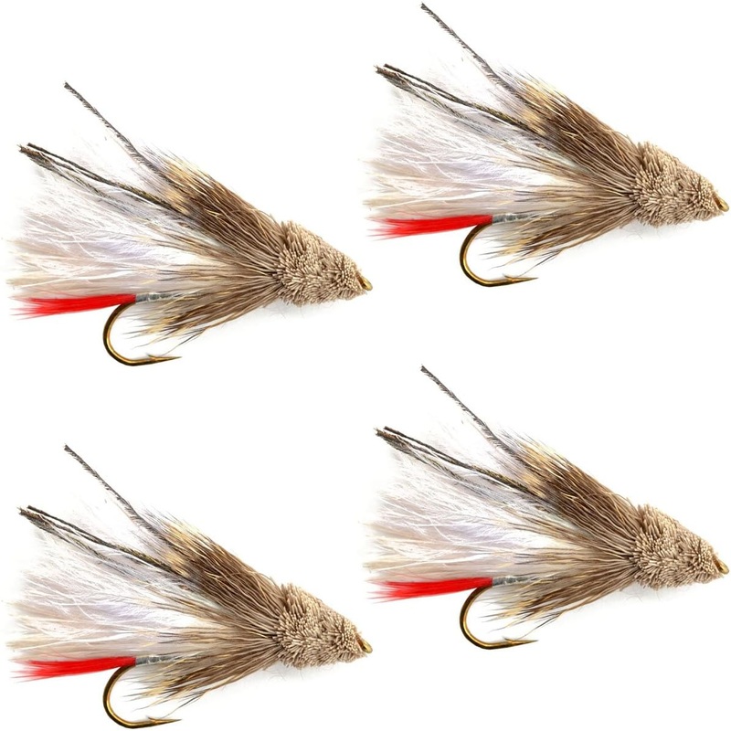 White Marabou Muddler Minnow Streamer Flies – 4 Fly Fishing Flies – Hook Size 8