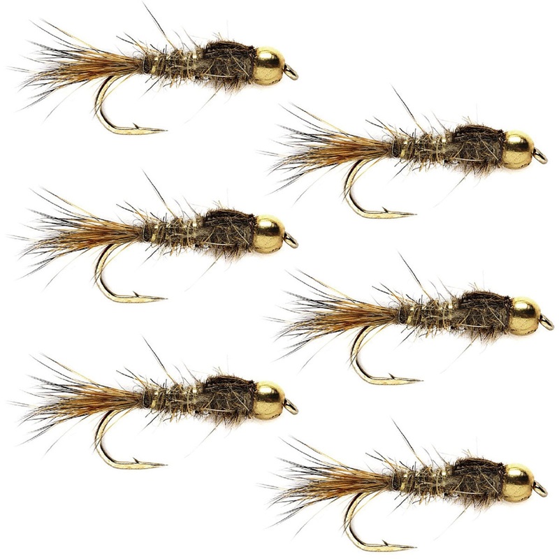 Tungsten Bead Head Gold Ribbed Hare’s Ear Trout Fly – Nymph Wet Fly – 6 Flies Hook Size 14