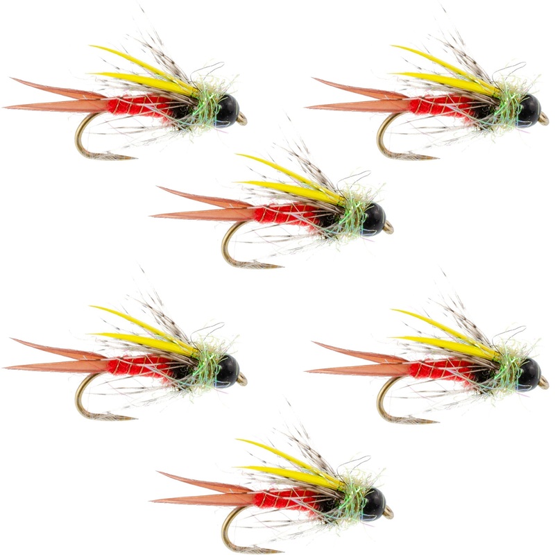Tungsten Bead Head Nicks Prince Special Nymph Fly Fishing Flies – Set of 6 Flies Hook Size 14