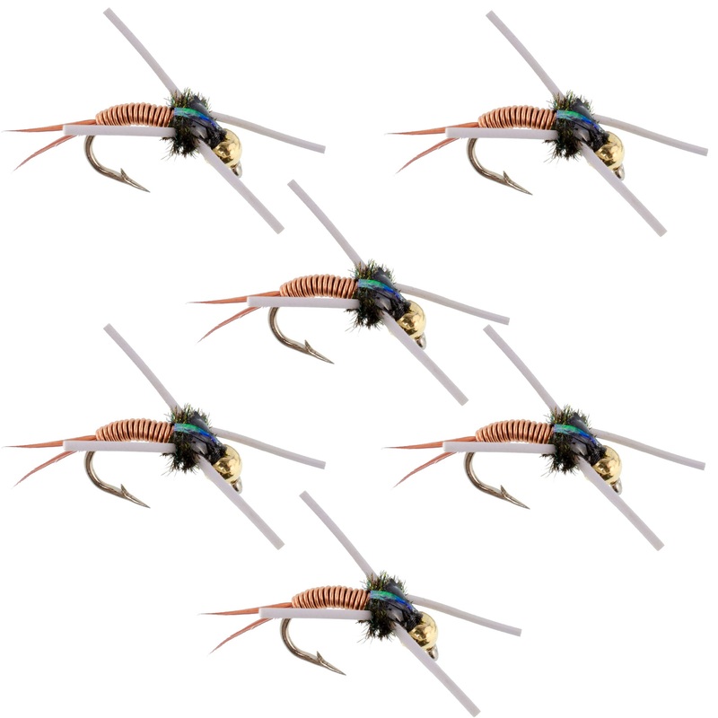 Tungsten Bead Head Rubber Legs Copper John Nymph Fly Fishing Flies – Set of 6 Flies Hook Size 16