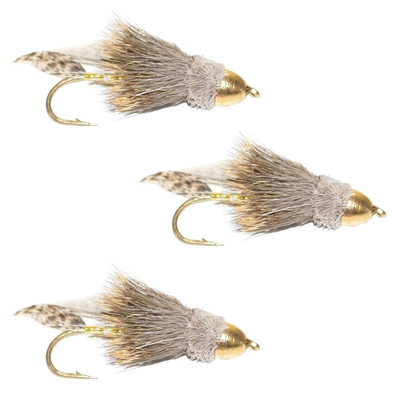 3 Pack Cone Head Muddler Minnow Trout and Bass Streamer Fly – Hook Size 6