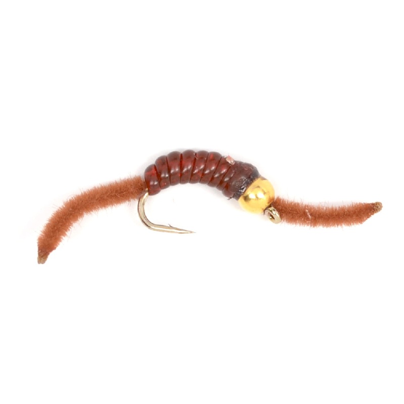 3 Pack San Juan Bead Head Power Worm Brown V-Rib – Hook Size 14