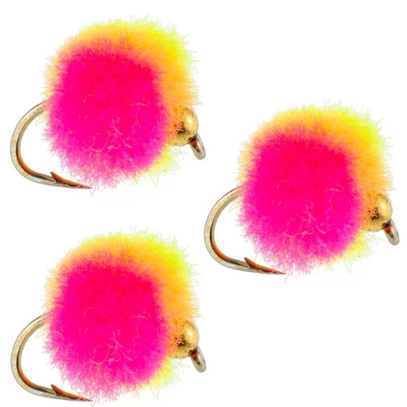 3 Pack Bead Head Clown Egg Fly Fishing Flies – Hook Size 16