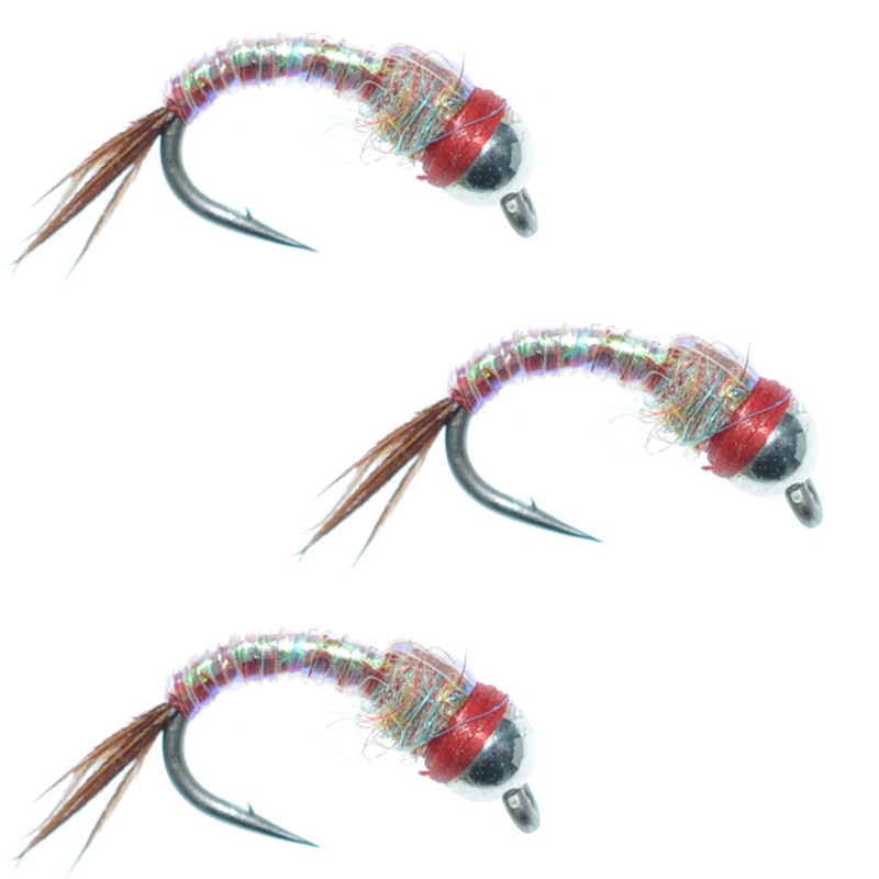 3 Pack Bead Head Rainbow Warrior Nymph Fly Fishing Flies Hook Size 14