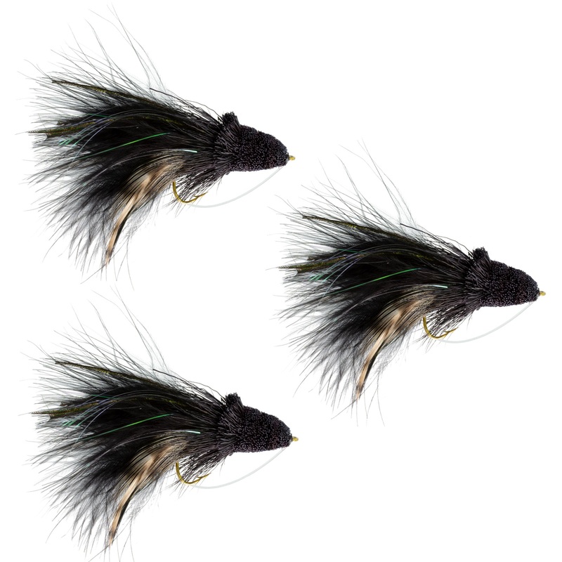 3 Pack Black Dahlberg Deer Hair Diver Size 4 –  Bass Fly Fishing Bug Wide Gape Bass Hooks With Weed Guard