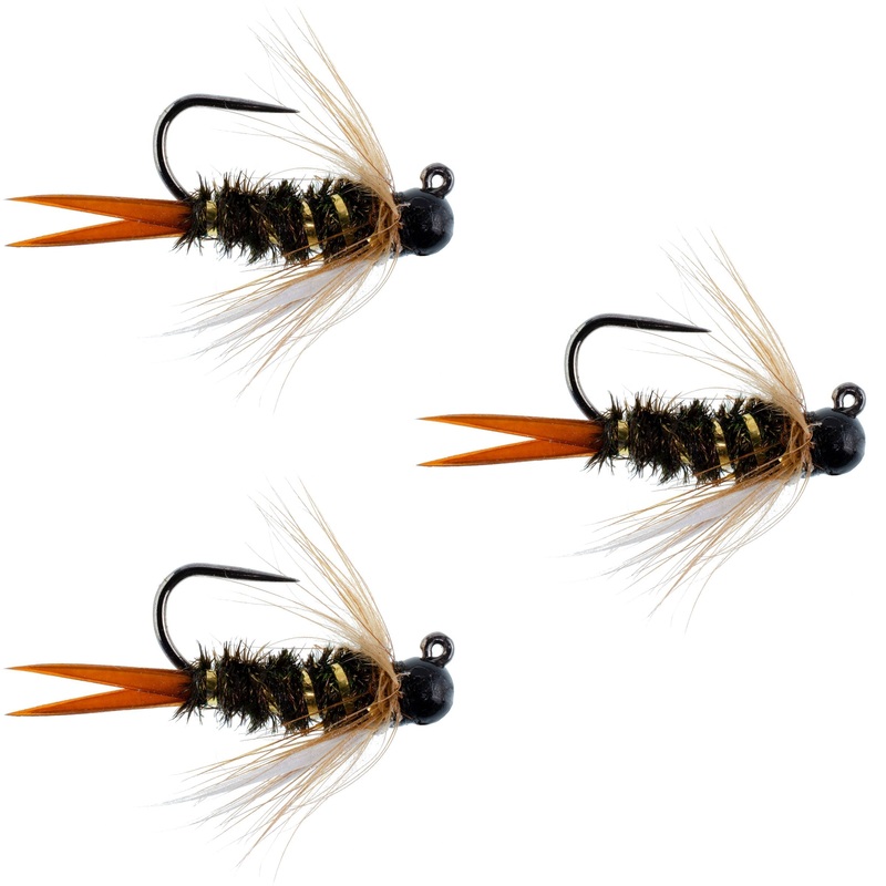 3 Pack Black Tungsten Bead Prince Jig Tactical Czech Nymph Euro Nymphing Fly – Hook Size 10
