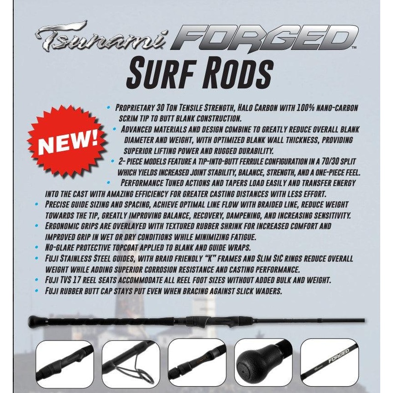 Tsunami 2024 Forged Surf Spinning Rods