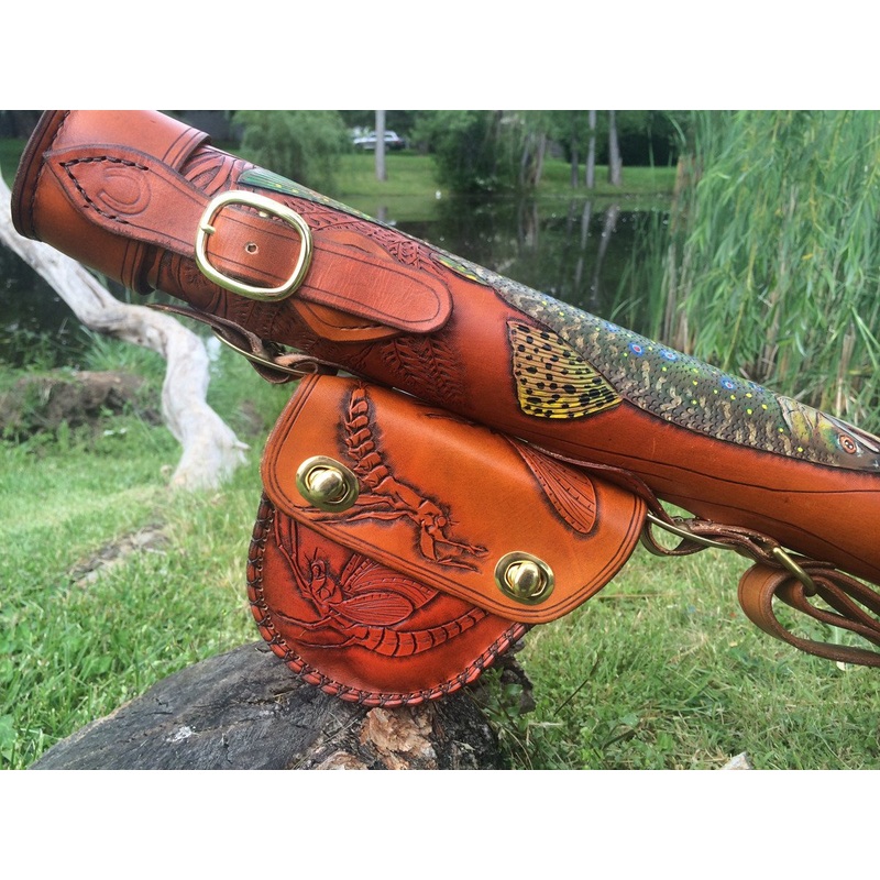 Annie Margarita Leather Combination Rod & Reel Case