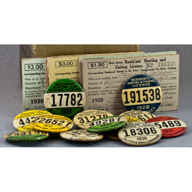 Vintage 1920-30s New Jersey Hunting and Fishing Licenses