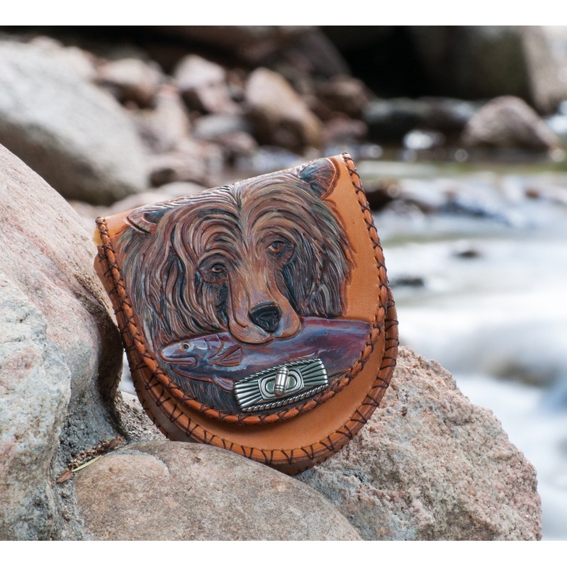 Annie Margarita Leather Reel Case – “Beary Delicious”